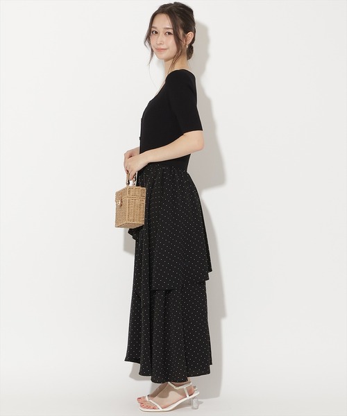 WILLSELECTION(ウィルセレクション)の「アシメティアードニットコンビワンピース(ワンピース・レディース・ブラック/オフホワイト/ブラック系その他/ピンク・FREE)」の10枚目の写真