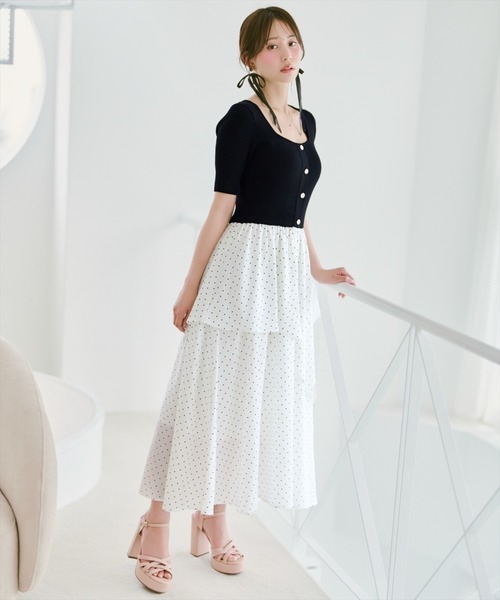 WILLSELECTION(ウィルセレクション)の「アシメティアードニットコンビワンピース(ワンピース・レディース・ブラック/オフホワイト/ブラック系その他/ピンク・FREE)」の16枚目の写真
