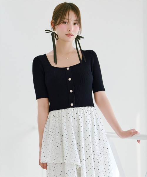 WILLSELECTION(ウィルセレクション)の「アシメティアードニットコンビワンピース(ワンピース・レディース・ブラック/オフホワイト/ブラック系その他/ピンク・FREE)」の17枚目の写真
