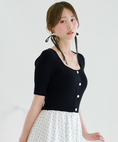 WILLSELECTION(ウィルセレクション)の「アシメティアードニットコンビワンピース(ワンピース・レディース・ブラック/オフホワイト/ブラック系その他/ピンク・FREE)」の18枚目の写真