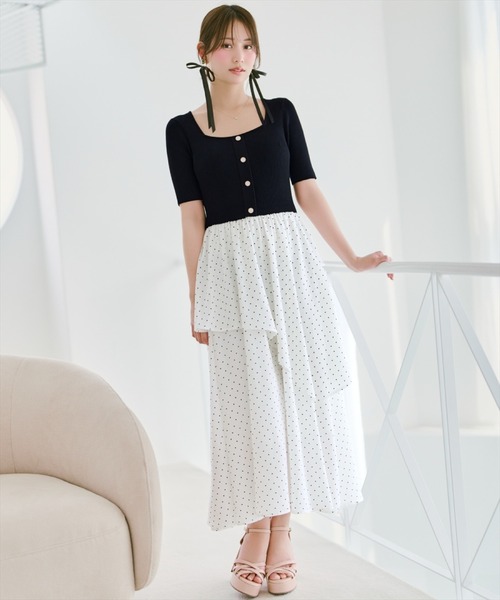WILLSELECTION(ウィルセレクション)の「アシメティアードニットコンビワンピース(ワンピース・レディース・ブラック/オフホワイト/ブラック系その他/ピンク・FREE)」の21枚目の写真