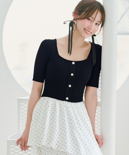 WILLSELECTION(ウィルセレクション)の「アシメティアードニットコンビワンピース(ワンピース・レディース・ブラック/オフホワイト/ブラック系その他/ピンク・FREE)」の22枚目の写真