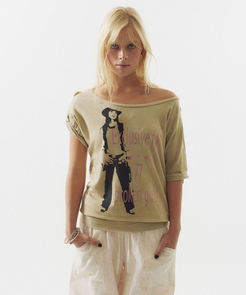 SCULPTOR(スカルプター)の「Broken Girls Roll Up Tee(Tシャツ/カットソー・レディース・ホワイト/ダークパープル/ベージュ/カーキ・SMALL/MEDIUM/LARGE)」の15枚目の写真