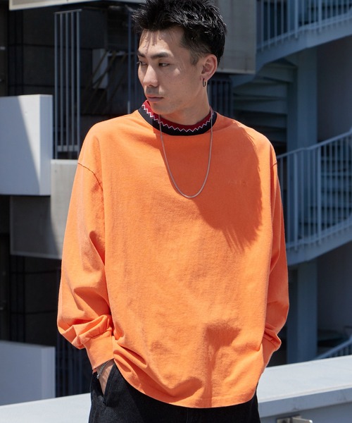 MAUI and Sons（マウイアンドサンズ）の「Maui & Sons / マウイアンドサンズ SPRIT WEAVE LS CREW ネイティブ柄 クルーネック 襟デザイン 首元デザイン 柄リブ 長袖Tシャツ 秋 秋服 2026年秋冬（Tシャツ/カットソー・メンズ・ブラック/ネイビー/ターコイズブルー/オレンジ・S/M/L）」の4枚目の写真