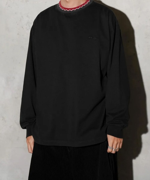 MAUI and Sons（マウイアンドサンズ）の「Maui & Sons / マウイアンドサンズ SPRIT WEAVE LS CREW ネイティブ柄 クルーネック 襟デザイン 首元デザイン 柄リブ 長袖Tシャツ 秋 秋服 2026年秋冬（Tシャツ/カットソー・メンズ・ブラック/ネイビー/ターコイズブルー/オレンジ・S/M/L）」の5枚目の写真