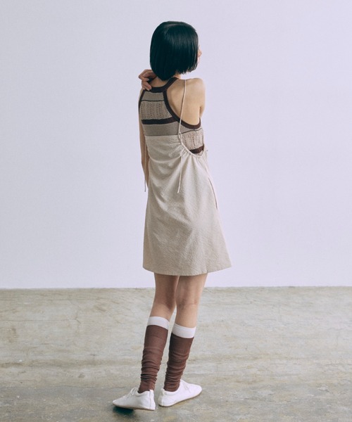 EN NEUME(エンノイム)の「Sheer Stripe Racerback Knit Camisole(キャミソール・レディース・ベージュ/グレー/バーガンディー・FREE)」の15枚目の写真