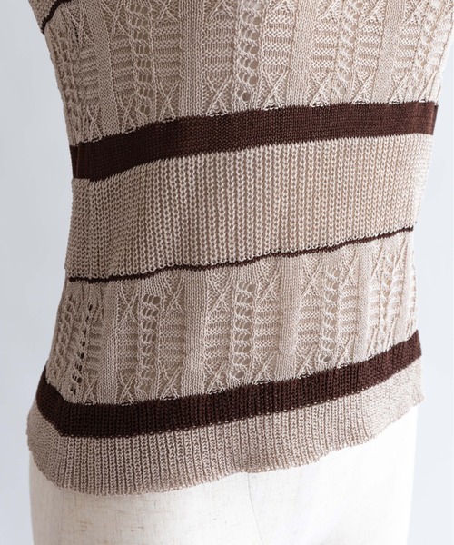 EN NEUME(エンノイム)の「Sheer Stripe Racerback Knit Camisole(キャミソール・レディース・ベージュ/グレー/バーガンディー・FREE)」の5枚目の写真