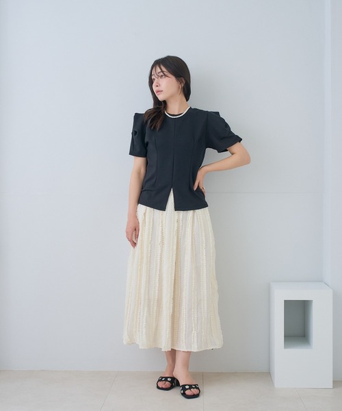 Neige(ネージュ)の「フォルムスリーブカットソー(Tシャツ/カットソー・レディース・ホワイト/ブラック・ONE SIZE)」の12枚目の写真
