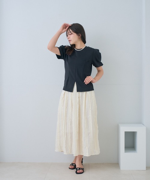 Neige(ネージュ)の「フォルムスリーブカットソー(Tシャツ/カットソー・レディース・ホワイト/ブラック・ONE SIZE)」の13枚目の写真