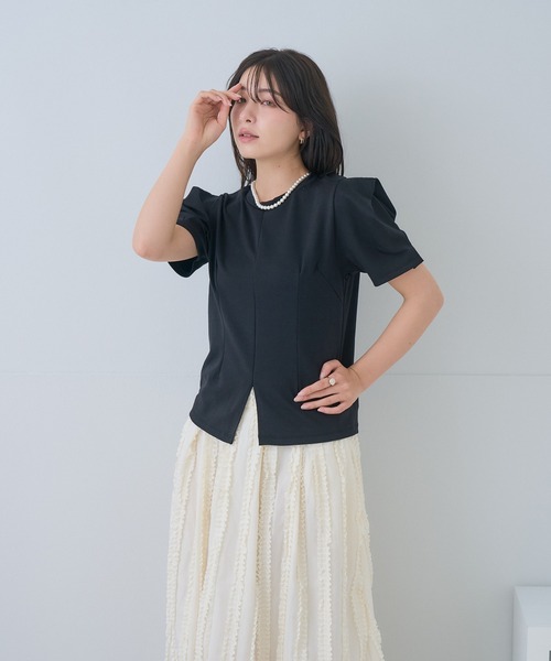 Neige(ネージュ)の「フォルムスリーブカットソー(Tシャツ/カットソー・レディース・ホワイト/ブラック・ONE SIZE)」の14枚目の写真