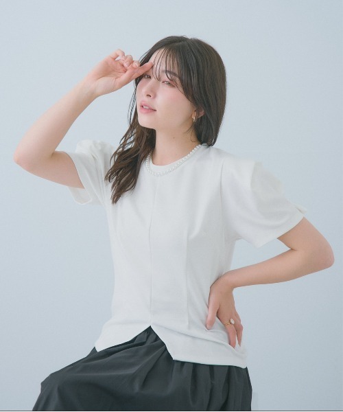 Neige(ネージュ)の「フォルムスリーブカットソー(Tシャツ/カットソー・レディース・ホワイト/ブラック・ONE SIZE)」の7枚目の写真