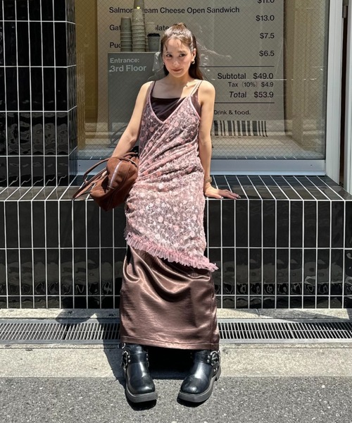 ANDRESD（アンドレスド）の「フラワースパンコールキャミドレス / flower spangle cami dress（ドレス・レディース・イエロー/ブラック/オフホワイト/シルバー/ピンク/アイボリー・L/M）」の10枚目の写真