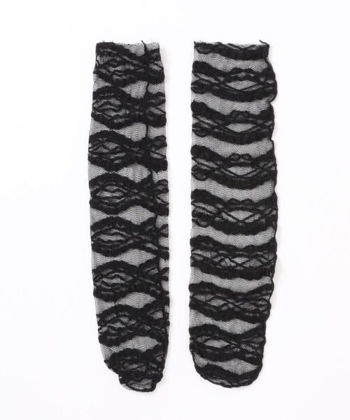HOOK(フック)の「HOOK for girls レース ランダムボーダー シアーソックス ミドル丈 靴下(レッグウォーマー・レディース・グレー/ブラック/ホワイト/ライトベージュ・FREE)」の22枚目の写真
