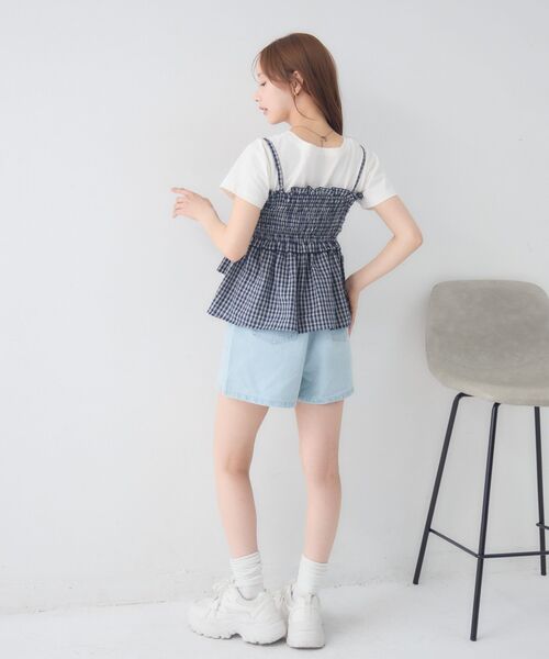 ems excite(エムズエキサイト)の「【2サイズ展開】切替デニムショートパンツ(デニムパンツ・レディース・ブラック/ブルー系その他5/ライトブルー・SMALL/MEDIUM)」の6枚目の写真