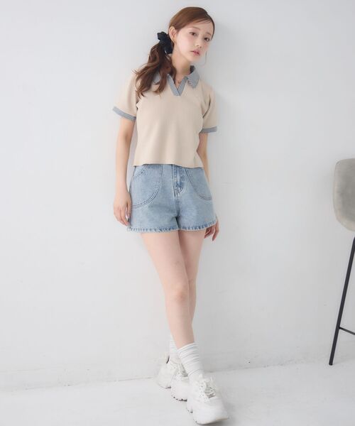 ems excite(エムズエキサイト)の「【2サイズ展開】切替デニムショートパンツ(デニムパンツ・レディース・ブラック/ブルー系その他5/ライトブルー・SMALL/MEDIUM)」の18枚目の写真