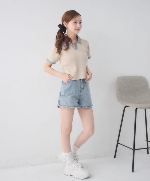 ems excite(エムズエキサイト)の「【2サイズ展開】切替デニムショートパンツ(デニムパンツ・レディース・ブラック/ブルー系その他5/ライトブルー・SMALL/MEDIUM)」の16枚目の写真