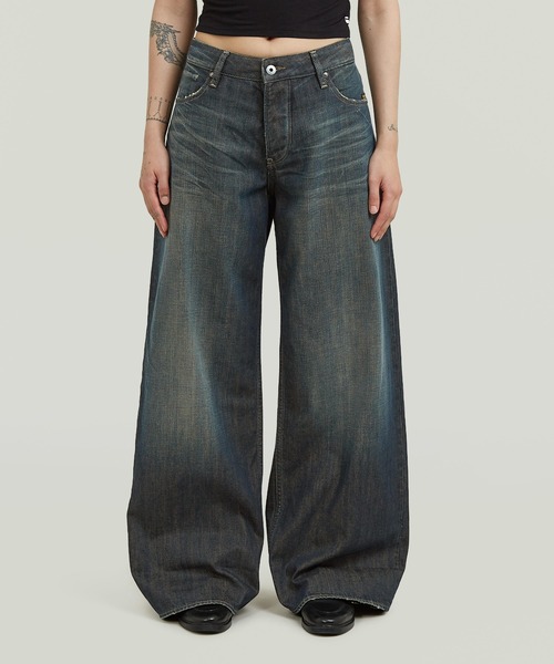 G-STAR(ジースター)の「Roxx Wide Jeans/ヴィンテージライクワイドルーズロングレングスジーンズ(デニムパンツ・レディース・インディゴブルー・26inch/25inch/24inch/27inch)」の1枚目の写真
