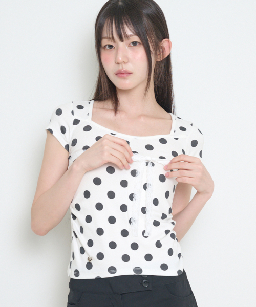 ILLIGO(イリゴ)の「パターンポイントトップドットホワイト(Tシャツ/カットソー・レディース・その他・OS)」の2枚目の写真