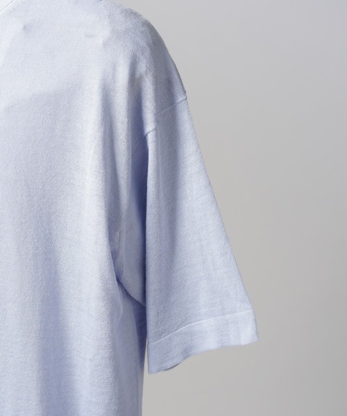 MAISON SPECIAL(メゾンスペシャル)の「《UNISEX》Ramie-SOLOTEX Prime-Over Henry Neck Short Sleeve Knit T-shirt/ラミーソロテックスプライムオーバーヘンリーネックショートスリーブニットTシャツ【MAISON SPECIAL/メゾンスペシャル】(Tシャツ/カットソー・メンズ・レッド/サックスブルー/ブラック・0/1/2)」の8枚目の写真