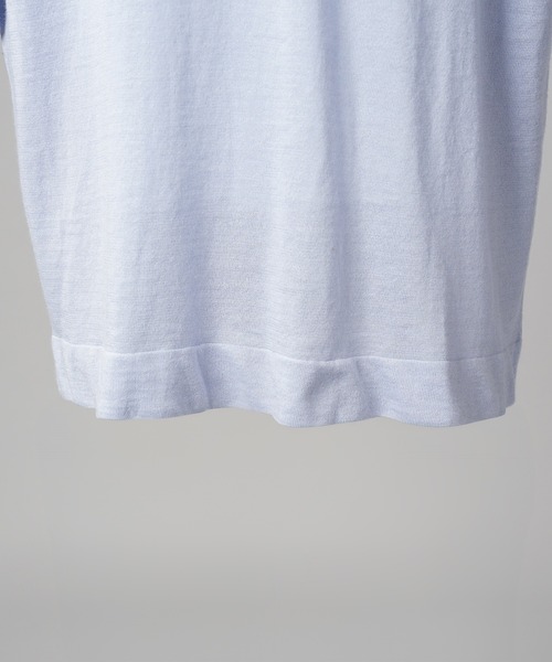 MAISON SPECIAL(メゾンスペシャル)の「《UNISEX》Ramie-SOLOTEX Prime-Over Henry Neck Short Sleeve Knit T-shirt/ラミーソロテックスプライムオーバーヘンリーネックショートスリーブニットTシャツ【MAISON SPECIAL/メゾンスペシャル】(Tシャツ/カットソー・メンズ・レッド/サックスブルー/ブラック・0/1/2)」の4枚目の写真