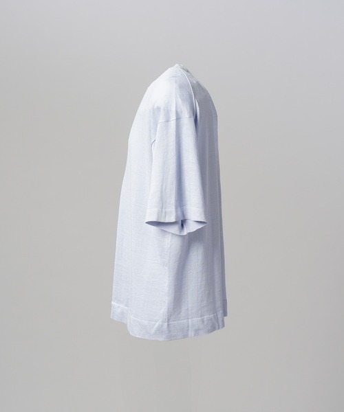 MAISON SPECIAL(メゾンスペシャル)の「《UNISEX》Ramie-SOLOTEX Prime-Over Henry Neck Short Sleeve Knit T-shirt/ラミーソロテックスプライムオーバーヘンリーネックショートスリーブニットTシャツ【MAISON SPECIAL/メゾンスペシャル】(Tシャツ/カットソー・メンズ・レッド/サックスブルー/ブラック・0/1/2)」の5枚目の写真