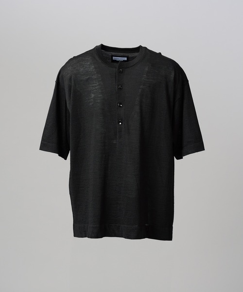 MAISON SPECIAL（メゾンスペシャル）の「《UNISEX》Ramie-SOLOTEX Prime-Over Henry Neck Short Sleeve Knit T-shirt/ラミーソロテックスプライムオーバーヘンリーネックショートスリーブニットTシャツ【MAISON SPECIAL/メゾンスペシャル】（Tシャツ/カットソー・メンズ・レッド/サックスブルー/ブラック・0/1/2）」の13枚目の写真
