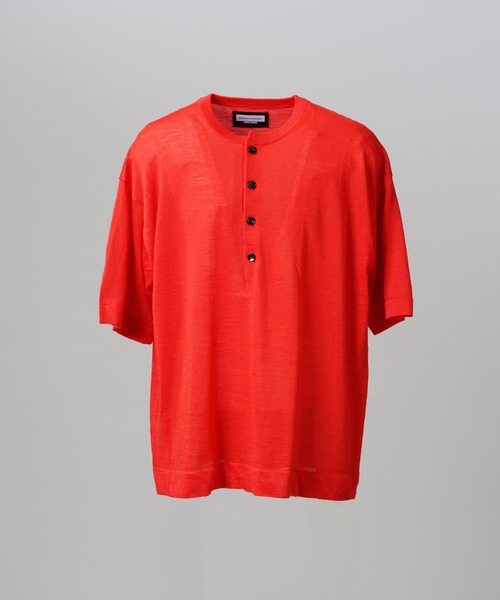 MAISON SPECIAL（メゾンスペシャル）の「《UNISEX》Ramie-SOLOTEX Prime-Over Henry Neck Short Sleeve Knit T-shirt/ラミーソロテックスプライムオーバーヘンリーネックショートスリーブニットTシャツ【MAISON SPECIAL/メゾンスペシャル】（Tシャツ/カットソー・メンズ・レッド/サックスブルー/ブラック・0/1/2）」の14枚目の写真