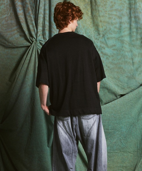 MAISON SPECIAL（メゾンスペシャル）の「《UNISEX》Ramie-SOLOTEX Prime-Over Henry Neck Short Sleeve Knit T-shirt/ラミーソロテックスプライムオーバーヘンリーネックショートスリーブニットTシャツ【MAISON SPECIAL/メゾンスペシャル】（Tシャツ/カットソー・メンズ・レッド/サックスブルー/ブラック・0/1/2）」の21枚目の写真