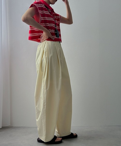 bohmal(ボマール)の「パイピングタックカーブパンツ(その他パンツ・レディース・ベージュ/アイボリー・FREE)」の5枚目の写真