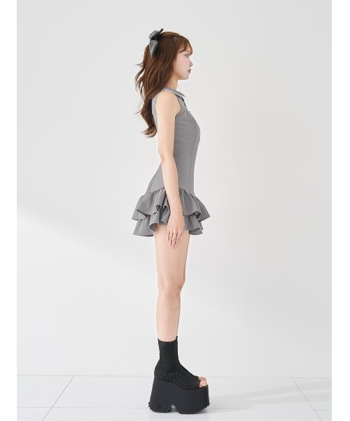 Darich(ダーリッチ)の「ボレロドッキングダブルフリルミニワンピース(ワンピース・レディース・グレー/ベージュ/アイボリー・FREE)」の11枚目の写真