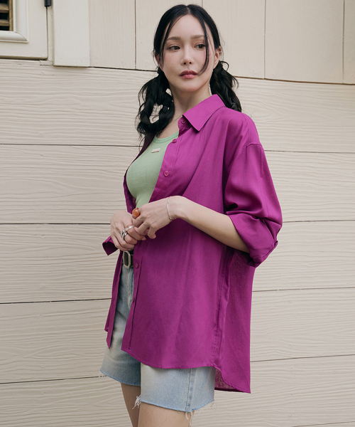 MORVE13（モルブ13）の「フィズソリッドリネンシャツ（グレープ）（シャツ/ブラウス・レディース・ピンク/ブラウン/アイボリー/ピンク系その他・FREE）」の5枚目の写真