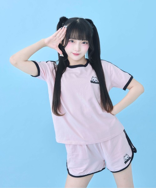 Hauls(ハウルズ)の「24hオフモード!ダブルラインセットアップ(Tシャツ/カットソー・レディース・ブラック/ピンク/サックスブルー・FREE)」の3枚目の写真