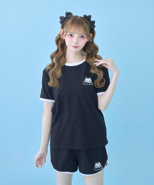 Hauls(ハウルズ)の「24hオフモード!ダブルラインセットアップ(Tシャツ/カットソー・レディース・ブラック/ピンク/サックスブルー・FREE)」の1枚目の写真