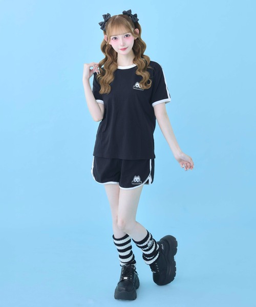 Hauls(ハウルズ)の「24hオフモード!ダブルラインセットアップ(Tシャツ/カットソー・レディース・ブラック/ピンク/サックスブルー・FREE)」の4枚目の写真