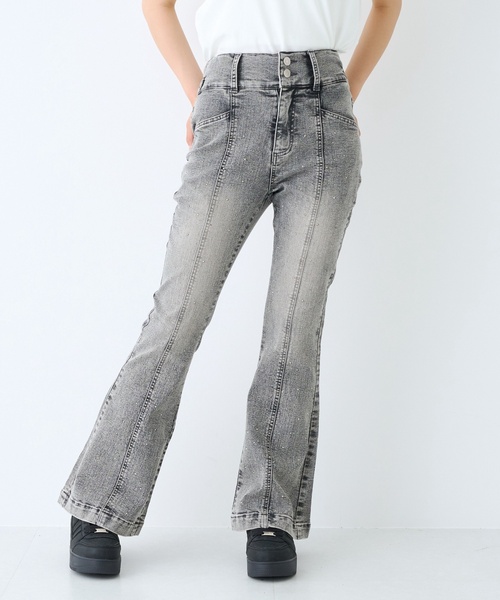 LOVETOXIC(ラブトキシック)の「【ストレッチ】キラキラフレアデニムパンツ(デニムパンツ・キッズ・グレー/ブルー・130cm/S:140cm/M:150cm/L:160cm)」の2枚目の写真
