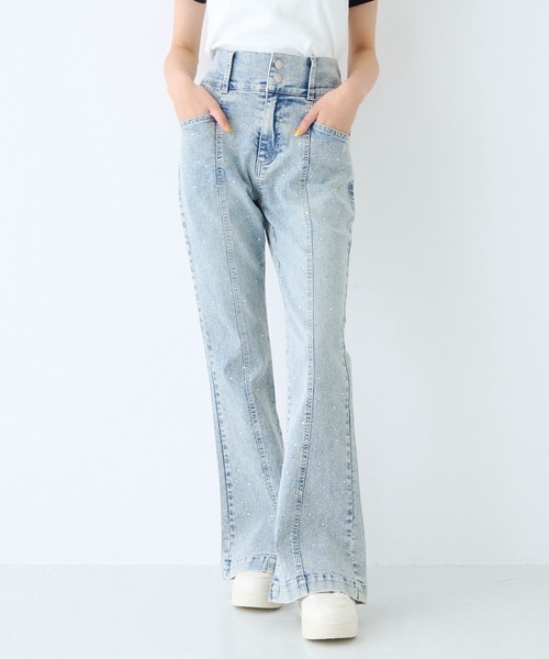 LOVETOXIC(ラブトキシック)の「【ストレッチ】キラキラフレアデニムパンツ(デニムパンツ・キッズ・グレー/ブルー・130cm/S:140cm/M:150cm/L:160cm)」の4枚目の写真
