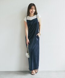 【着回し力抜群!】ベロアキャミワンピース