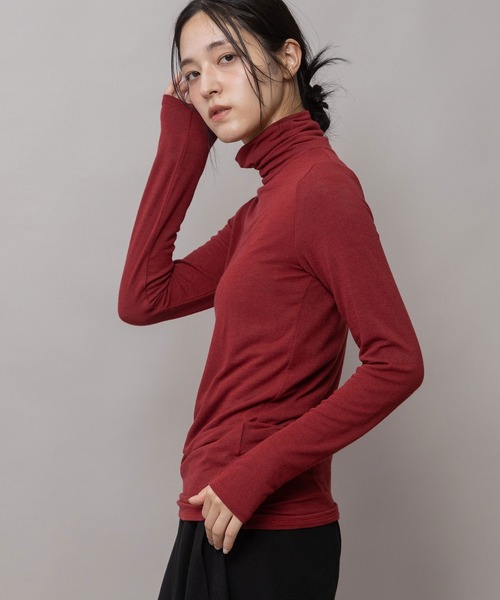 Munich(ミューニック)の「アンゴラウールガーゼストレッチジャージ タートルネックプルオーバー(Tシャツ/カットソー・レディース・ホワイト/ブラック/グレー/レッド・FREE)」の1枚目の写真