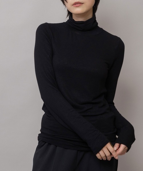 Munich(ミューニック)の「アンゴラウールガーゼストレッチジャージ タートルネックプルオーバー(Tシャツ/カットソー・レディース・ホワイト/ブラック/グレー/レッド・FREE)」の3枚目の写真