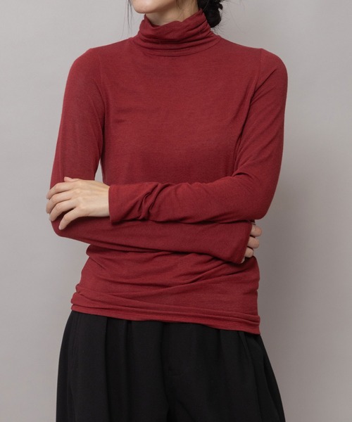 Munich(ミューニック)の「アンゴラウールガーゼストレッチジャージ タートルネックプルオーバー(Tシャツ/カットソー・レディース・ホワイト/ブラック/グレー/レッド・FREE)」の5枚目の写真