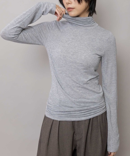 Munich(ミューニック)の「アンゴラウールガーゼストレッチジャージ タートルネックプルオーバー(Tシャツ/カットソー・レディース・ホワイト/ブラック/グレー/レッド・FREE)」の12枚目の写真