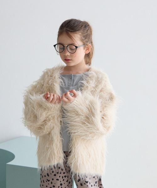 BAYFLOW（ベイフロー）の「[POPなカラー展開♪]シャギーニットカーディガン[120/140/160cm](KIDS)（カーディガン/ボレロ・キッズ・ナチュラル/オレンジ/ライトグリーン・120cm/140cm/160cm）」の2枚目の写真