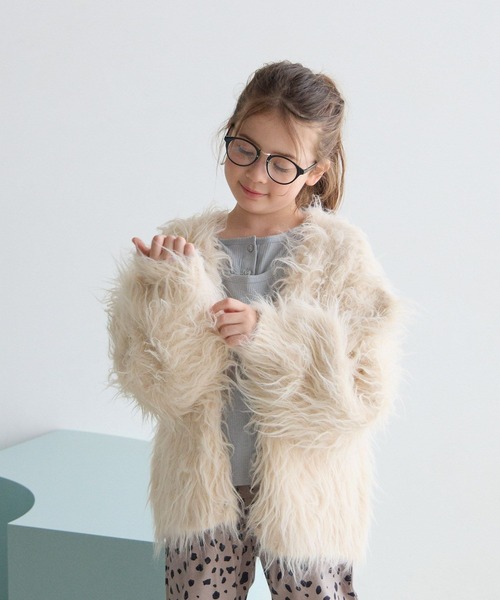 BAYFLOW（ベイフロー）の「[POPなカラー展開♪]シャギーニットカーディガン[120/140/160cm](KIDS)（カーディガン/ボレロ・キッズ・ナチュラル/オレンジ/ライトグリーン・120cm/140cm/160cm）」の10枚目の写真
