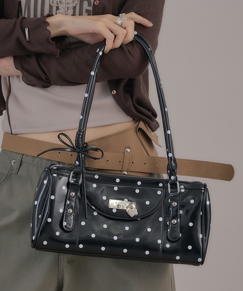 apres jour mignon(アプレジュールミニョン)の「【apresjour mignon×ARIAZ】ドット柄Wハンドルバッグ(ハンドバッグ・レディース・ホワイト/ブラック・FREE)」の2枚目の写真