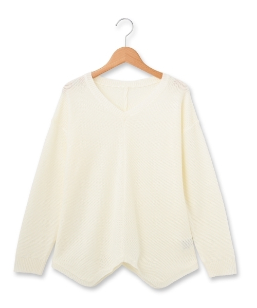 THE SHOP TK （ザ ショップ ティーケー ）の「イレギュラーヘムVネックニット（ニット/セーター・レディース・ブルー/ホワイト/グリーン・99）」の2枚目の写真