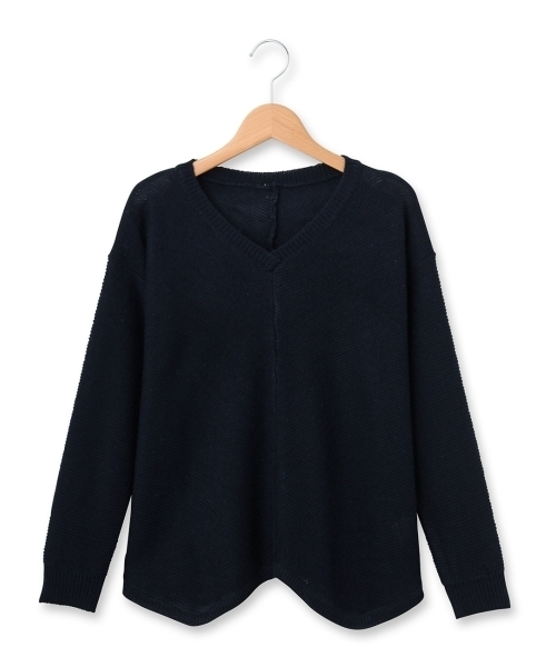 THE SHOP TK （ザ ショップ ティーケー ）の「イレギュラーヘムVネックニット（ニット/セーター・レディース・ブルー/ホワイト/グリーン・99）」の3枚目の写真