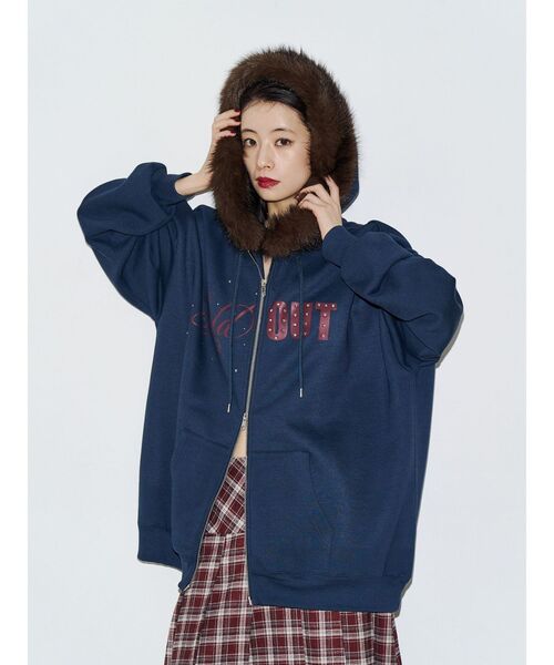 jouetie(ジュエティ)の「ファードッキングルーズジップフーディ(Tシャツ/カットソー・レディース・ネイビー/カーキ/グレー・FREE)」の3枚目の写真