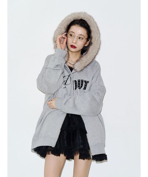jouetie(ジュエティ)の「ファードッキングルーズジップフーディ(Tシャツ/カットソー・レディース・ネイビー/カーキ/グレー・FREE)」の1枚目の写真