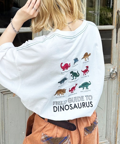 DOUBLE NAME（ダブルネーム）の「【EC限定REVIVAL】恐竜図鑑BACK刺しゅうTEE（Tシャツ/カットソー・レディース・オフホワイト・FREE）」の7枚目の写真