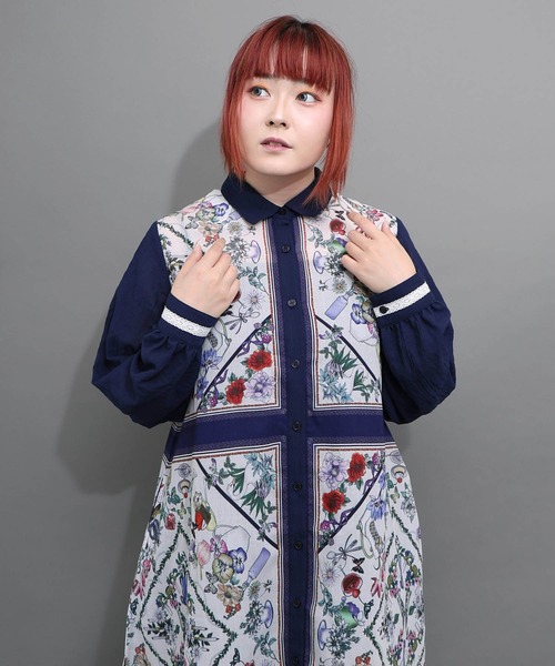 iS ScoLar(イズスカラー)の「562265:スカーフ柄 クラシカルシャツワンピース(シャツワンピース・レディース・ネイビー/ブラック・M)」の7枚目の写真